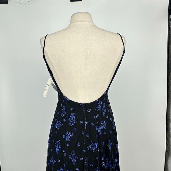 Vintage 90s Y2K Prom Fairy Goth Dress S Black Purple Glitter Floral Mesh Gown - Picture 9 of 13